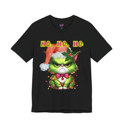 Angry Christmas Cat “Ho Ho Ho” T-Shirt – Bella+Canvas 3001
