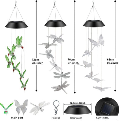 Mystical Solar Wind Chime – Color Changing Spirit Lights for Witchy Garden & Altar Decor