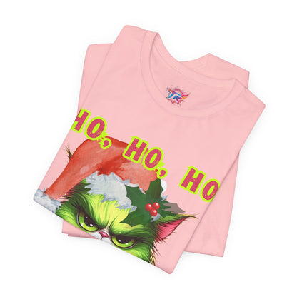 Angry Christmas Cat “Ho Ho Ho” T-Shirt – Bella+Canvas 3001