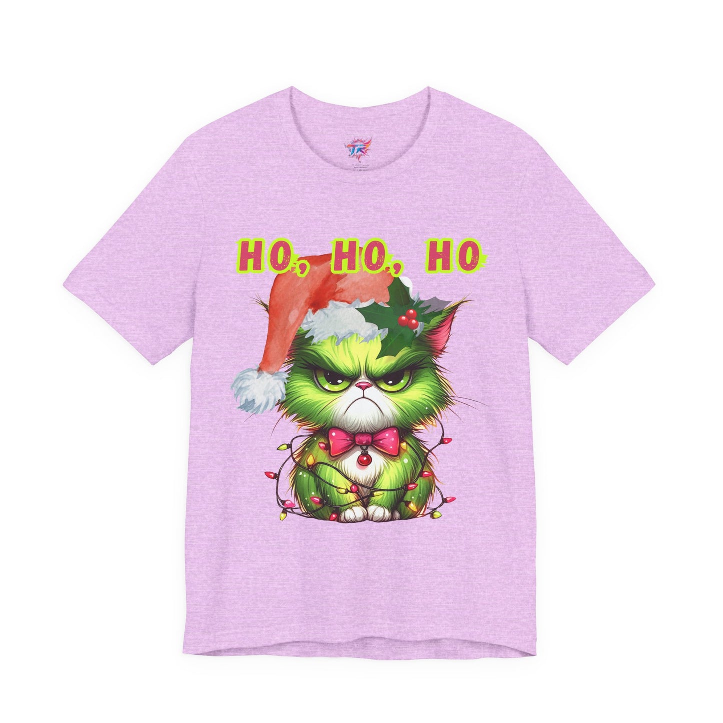 Angry Christmas Cat “Ho Ho Ho” T-Shirt – Bella+Canvas 3001