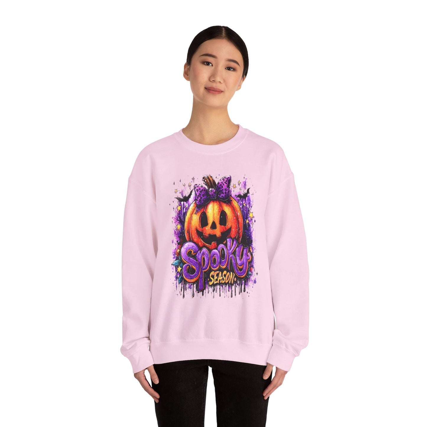 Unisex Heavy Blend™ Halloween Pumpkin Crewneck Sweatshirt – Cozy Fall & Spooky Season Apparel