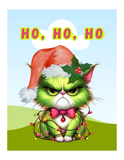 Angry Christmas Cat “Ho Ho Ho” T-Shirt – Bella+Canvas 3001