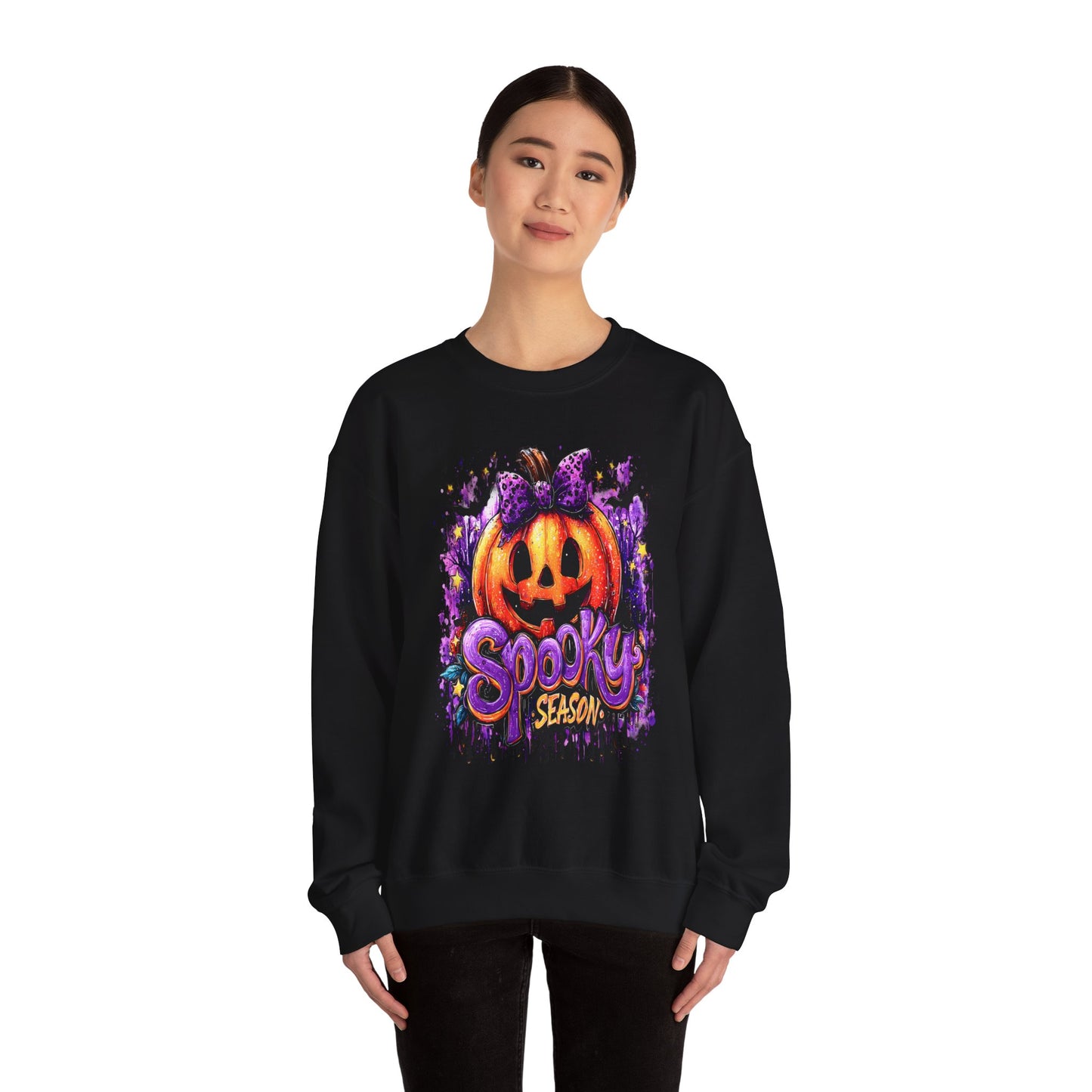 Unisex Heavy Blend™ Halloween Pumpkin Crewneck Sweatshirt – Cozy Fall & Spooky Season Apparel
