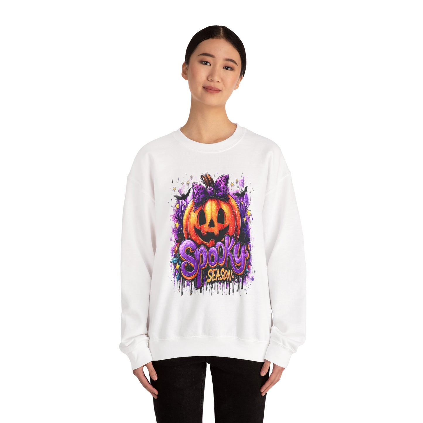 Unisex Heavy Blend™ Halloween Pumpkin Crewneck Sweatshirt – Cozy Fall & Spooky Season Apparel