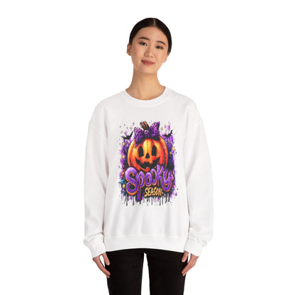 Unisex Heavy Blend™ Halloween Pumpkin Crewneck Sweatshirt – Cozy Fall & Spooky Season Apparel