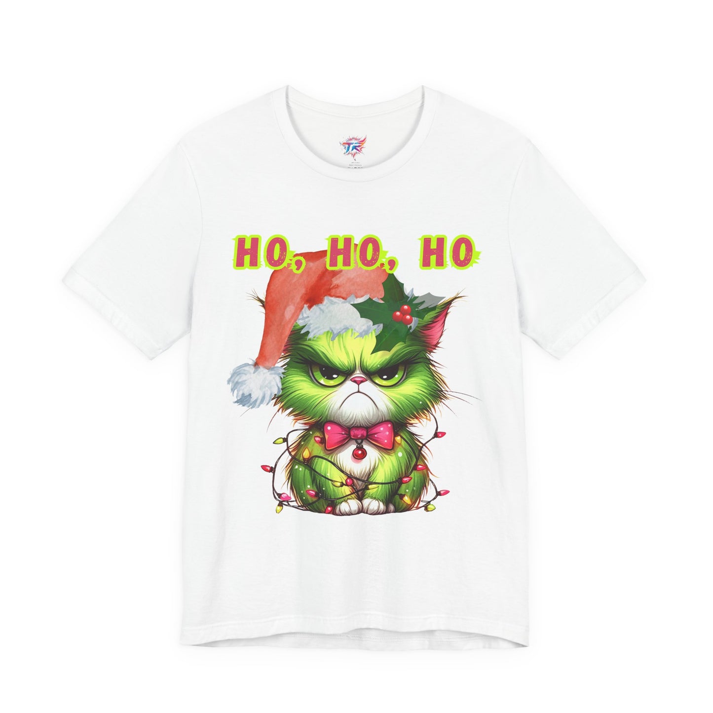 Angry Christmas Cat “Ho Ho Ho” T-Shirt – Bella+Canvas 3001