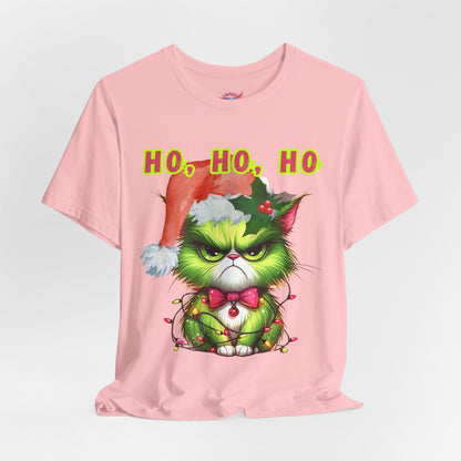 Angry Christmas Cat “Ho Ho Ho” T-Shirt – Bella+Canvas 3001