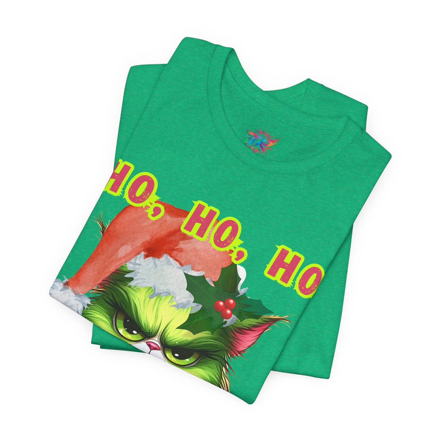 Angry Christmas Cat “Ho Ho Ho” T-Shirt – Bella+Canvas 3001
