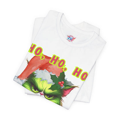 Angry Christmas Cat “Ho Ho Ho” T-Shirt – Bella+Canvas 3001
