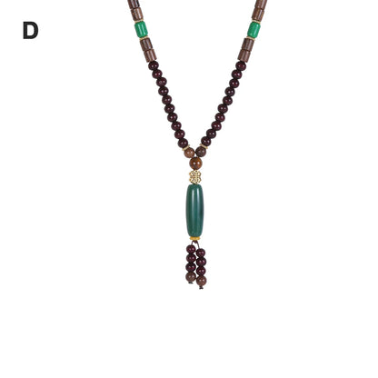 Handmade Nepal Buddhist Mala Necklace – Unisex Wood Bead Bohemian Pendant